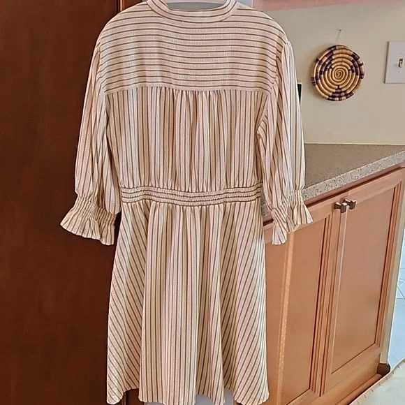 **Clearance** Calvin Klein striped, Tie-Neck Dress - Picture 9 of 9